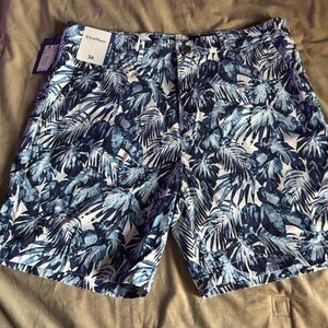 Caribbean Blue Tropical Print Shorts